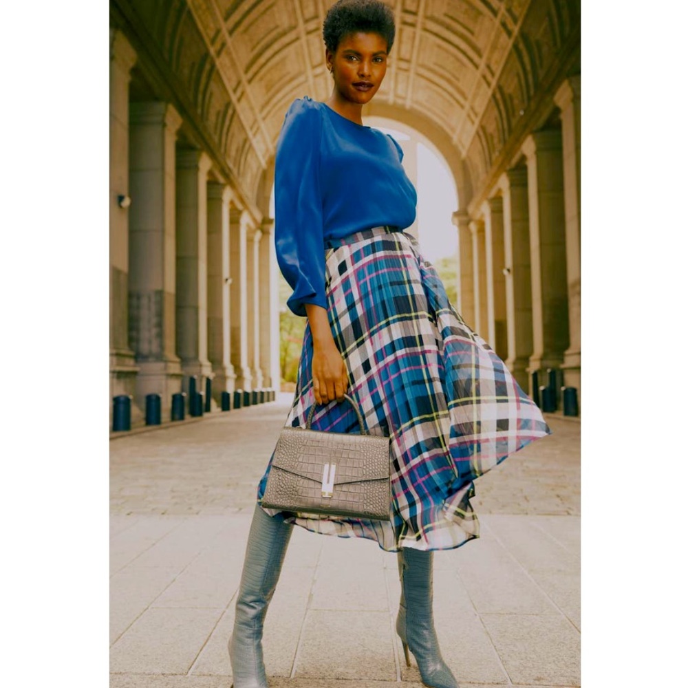 Pleated Plaid Skirt